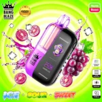 Bang Blaze 250K disposable vape in Grape Ice flavor with purple and black finish featuring a monkey graphic and screen.