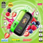 Bang Blaze 250K disposable vape in Mixed Berries flavor with a colorful screen and dual mesh coil.